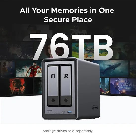 ugreen dxp2800 2 bay intel n100 quad core cpu 8gb ddr5 network nas storage 2.webp